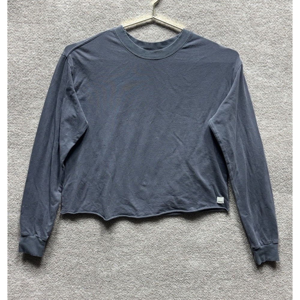 Vuori Coast Long Sleeve Tee Crop Top Patina Gray Women Small T-Shirt Pima Cotton